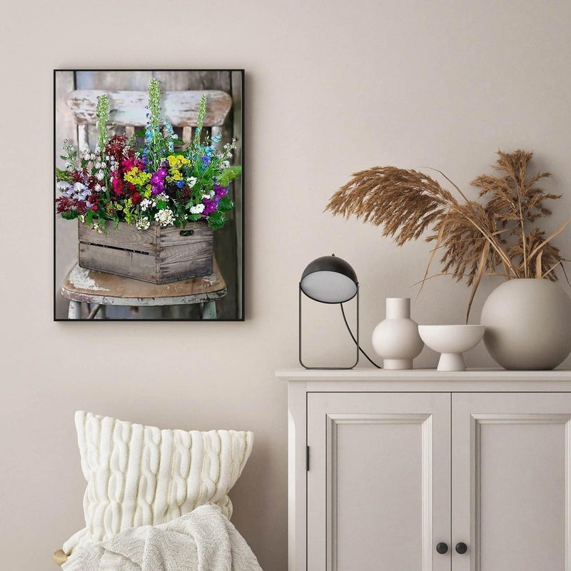 MIRCVSH Flowers Paint by Numbers for Adults with Framed Canvas-with Wooden Easel,Paint by Number on Canvas,DIY Acrylic Oil Painting Kits with Brushes Nice Gift Box for Home Wall Decor(12x16 Inch) - Image 4